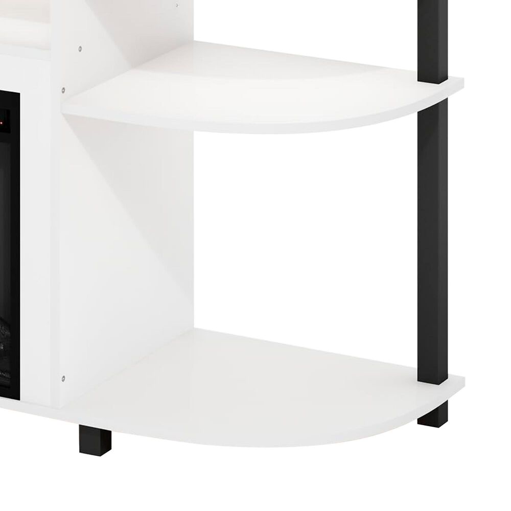 HOMLUX 47" Curved TV Stand with Electric Fireplace in White and Black, , large