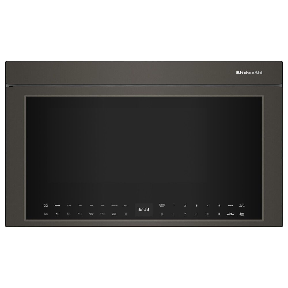 KitchenAid 2-Piece Kitchen Package with 30" Slide-In Smart Electric Range and 30" Over-the-Range Microwave Oven in Black Ore, , large