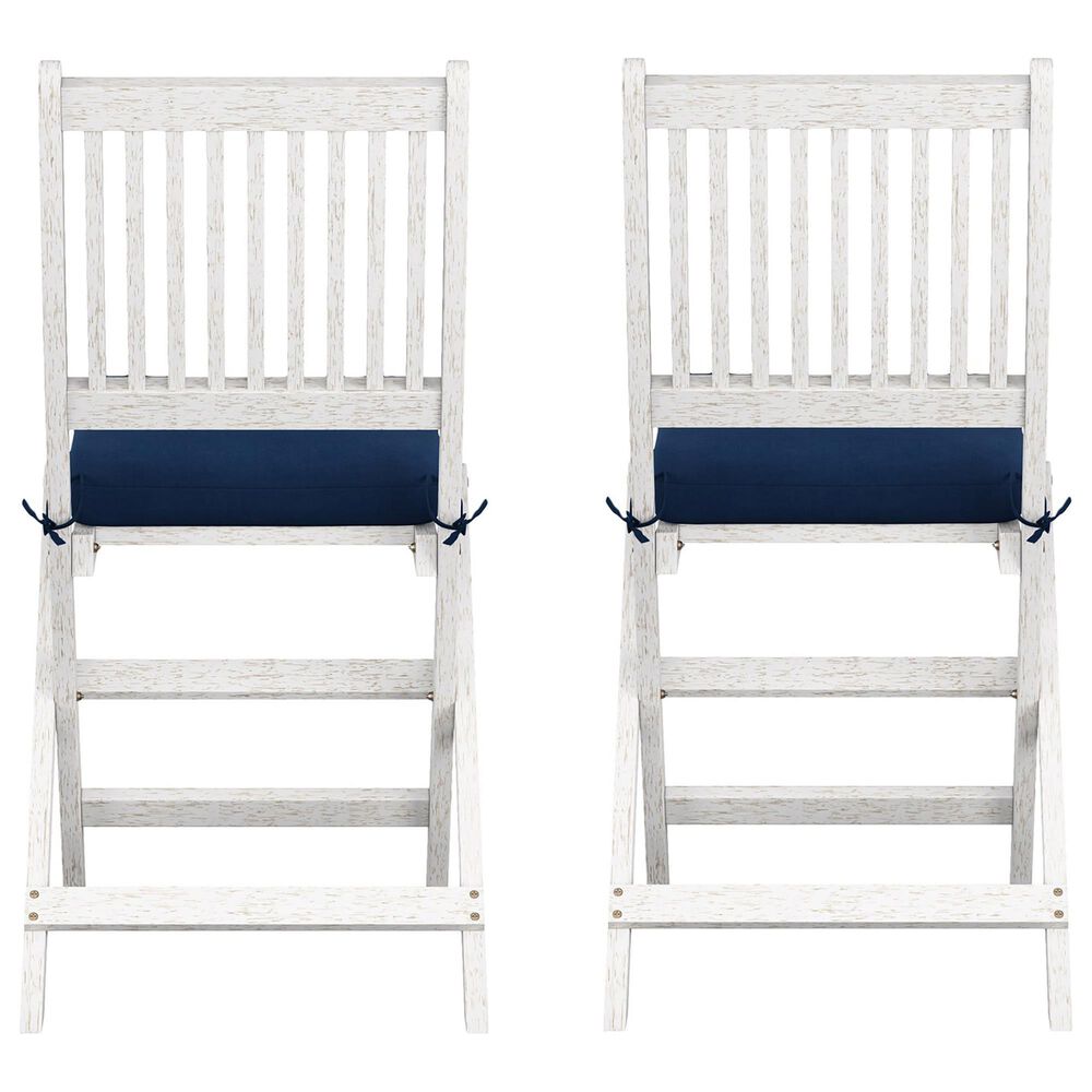 CorLiving Miramar Patio Folding Chair in White/Navy Blue &#40;Set of 2&#41;, , large