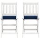 CorLiving Miramar Patio Folding Chair in White/Navy Blue (Set of 2), , large