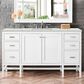 James Martin Vanities Addison 60" Single Bathroom Vanity in Glossy White with 3 cm Eternal Jasmine Pearl Quartz Top and Rectangular Sink, , large