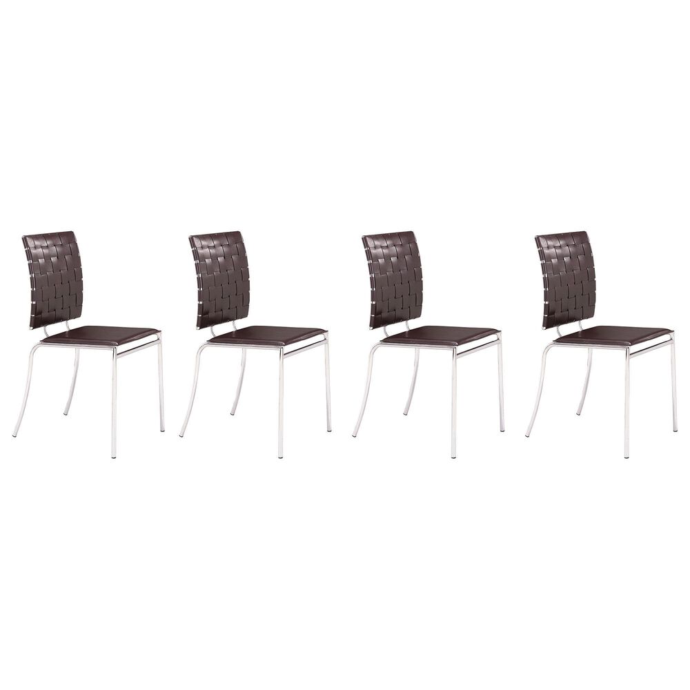 Zuo Modern Criss Cross Dining Side Chair in Espresso/Silver (Set of 4), , large