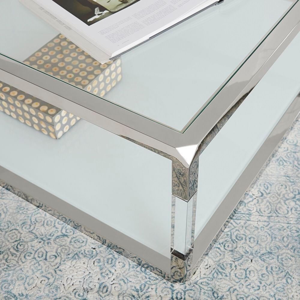 Urban Home Jasper Coffee Table in Polish Stainless Steel and Clear, , large