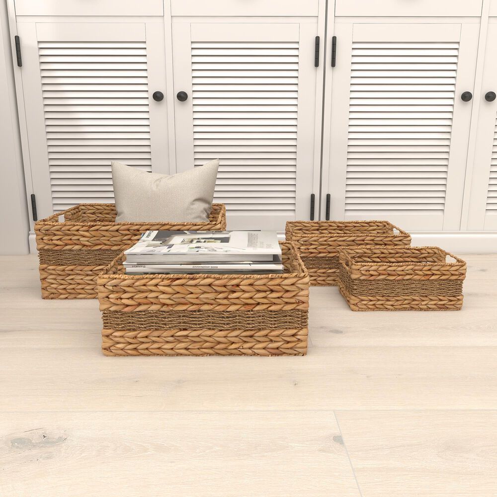 Maple and Jade Coastal Storage Basket in Light Brown &#40;Set of 4&#41;, , large