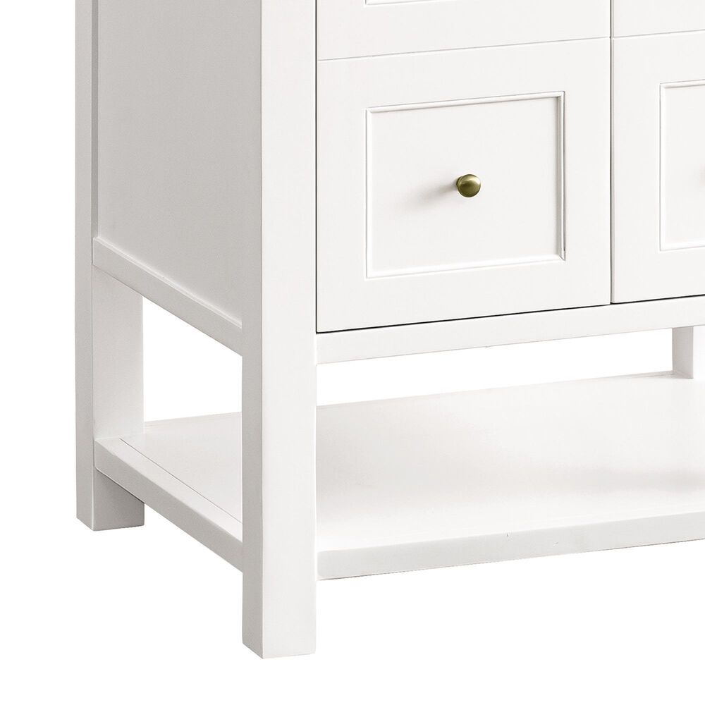 James Martin Vanities Breckenridge 30&quot; Single Bathroom Vanity in Bright White with 3 cm Victorian Silver Quartz Top and Rectangular Sink, , large
