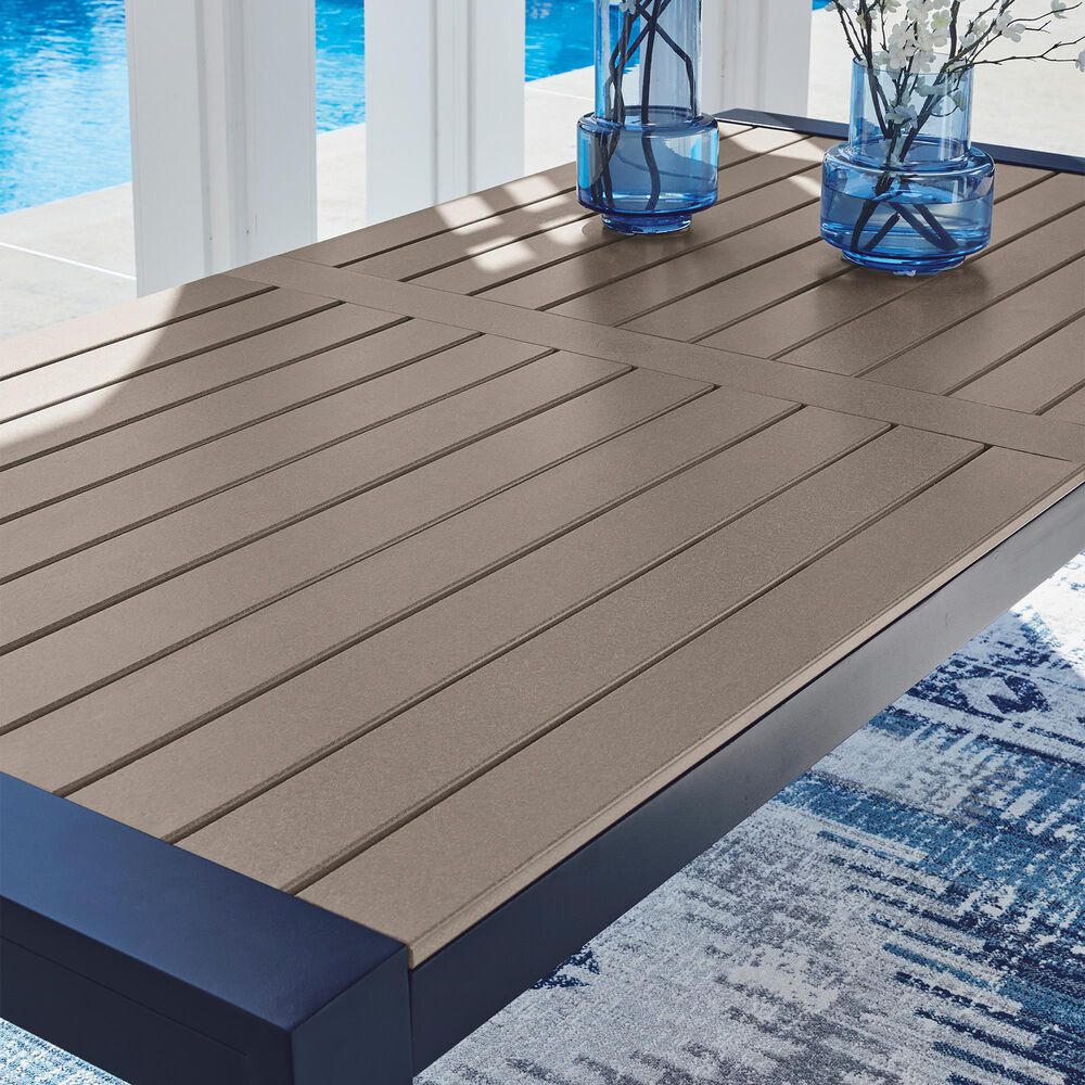 Ashley East Beach Rectangular Dining Table with Umbrella Hole in Navy Blue and Driftwood, , large