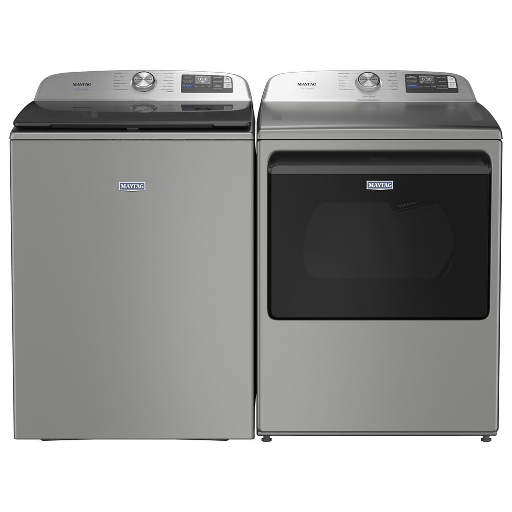 Maytag 5.2 Cu. Ft. Smart Pet Pro Top Load Washer and 7.4 Cu. Ft. Smart Top Load Electric Dryer with Pet Pro Option in Classic Silver, , large