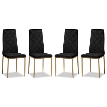 Baxton Studio Blaise Dining Chair in Black/Gold (Set of 4), , large