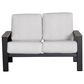 Telescope Larssen Stationary Patio Loveseat with Charter Silk Cushion in Black and Boardwalk, , large