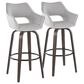 LumiSource Mustang 30" Swivel Bar Stool with Grey Fabric Upholstery in Glazed Walnut and Black (Set of 2), , large