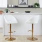 LumiSource Matisse Adjustable Swivel Barstool with White Faux Leather Upholstery in Gold (Set of 2), , large