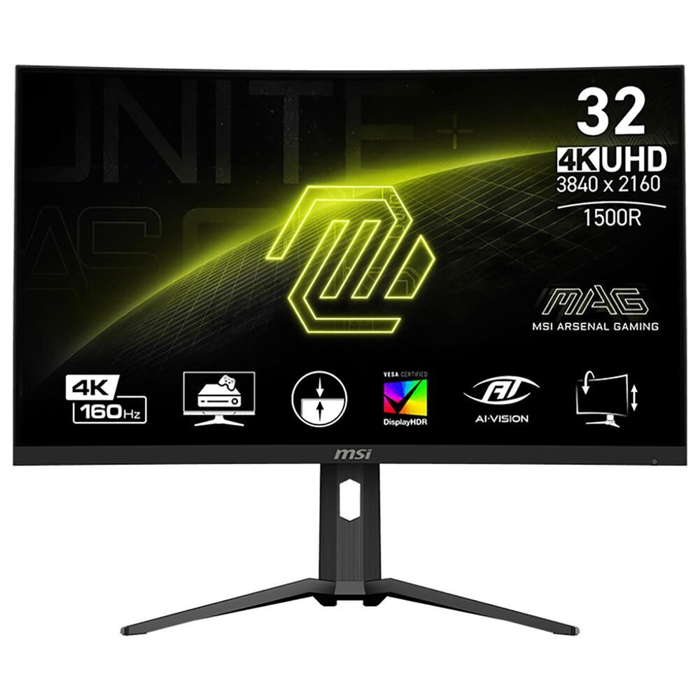 MSI 31.5" 4K UHD 160Hz Curved Gaming Monitor in Metallic Black, , large