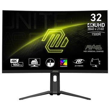 MSI 31.5" 4K UHD 160Hz Curved Gaming Monitor in Metallic Black, , large