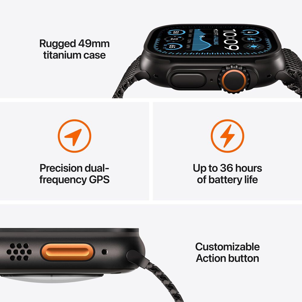 Apple Watch Ultra 2 GPS + Cellular 49mm Black Titanium Case with Black Ocean Band, , large