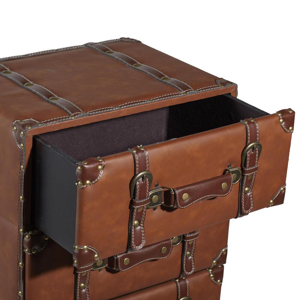 Maple and Jade 6-Drawer Room Chest with Buckle and Strap Details in Brown, , large