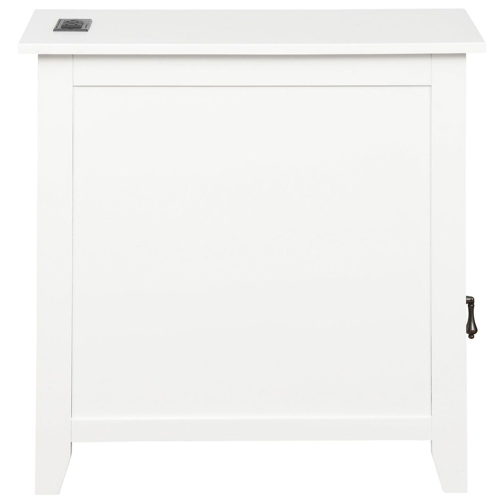 Linon Home Decor Birkdale Accent Table with USB Port in White, , large