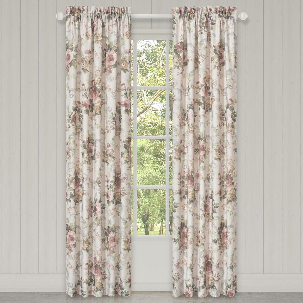 J. Queen New York Chablis 84&quot; x 41&quot; Window Panel Pair in Rose Gold, Taupe and Green, , large