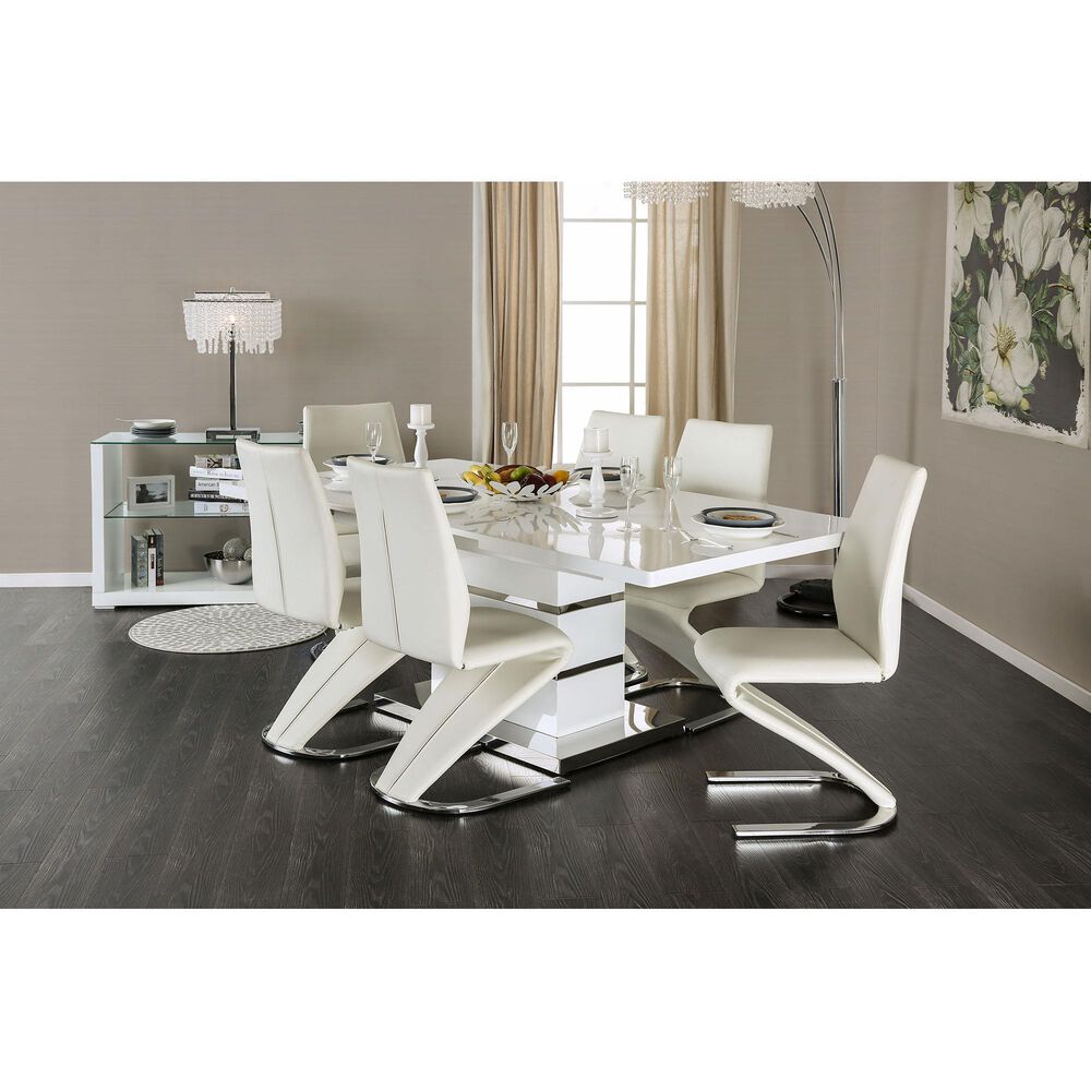 Furniture of America Carrasco Dining Table in White and Chrome, , large
