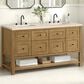 James Martin Vanities Breckenridge 60" Double Bathroom Vanity in Light Natural Oak with 3 cm Eternal Marfil Quartz Top and Rectangular Sinks, , large