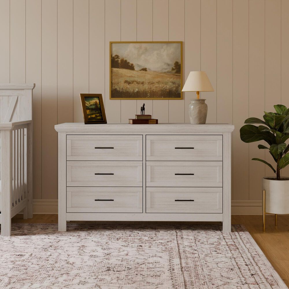 DaVinci Emory Farmhouse 6-Drawer Dresser in White Driftwood, , large