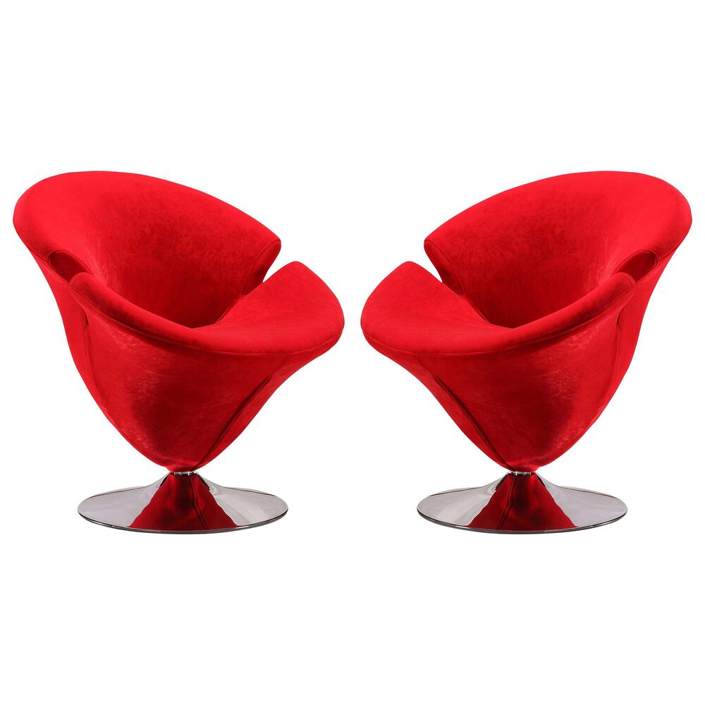 Dayton Tulip Swivel Accent Chair in Red (Set of 2), , large