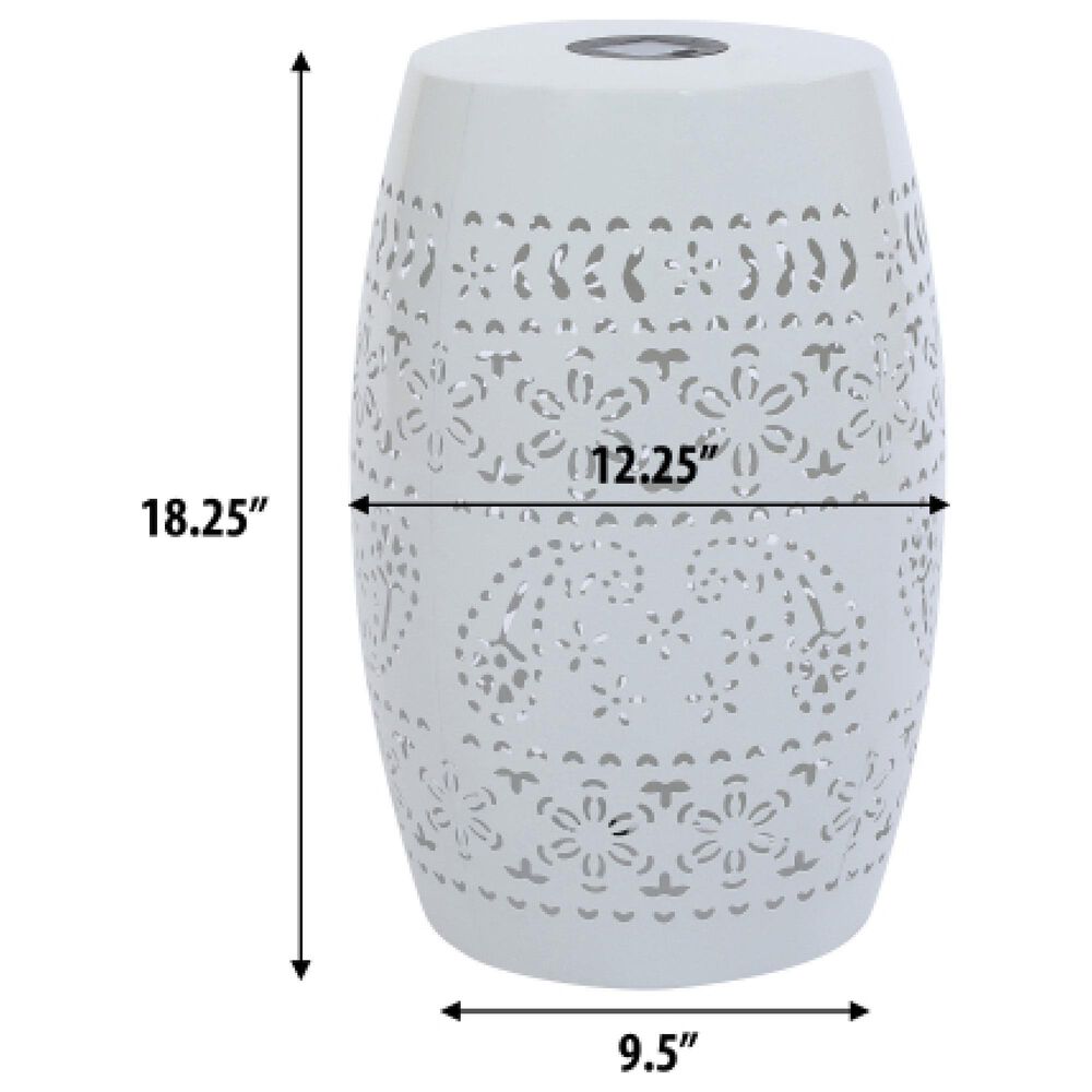 Hearth and Haven Outdoor Side Table with Built-In Solar Battery in White, , large