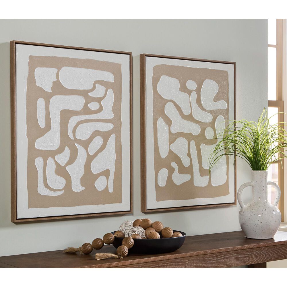 Ashley Waldett 24" x 30" Wall Art in Beige and White (Set of 2), , large