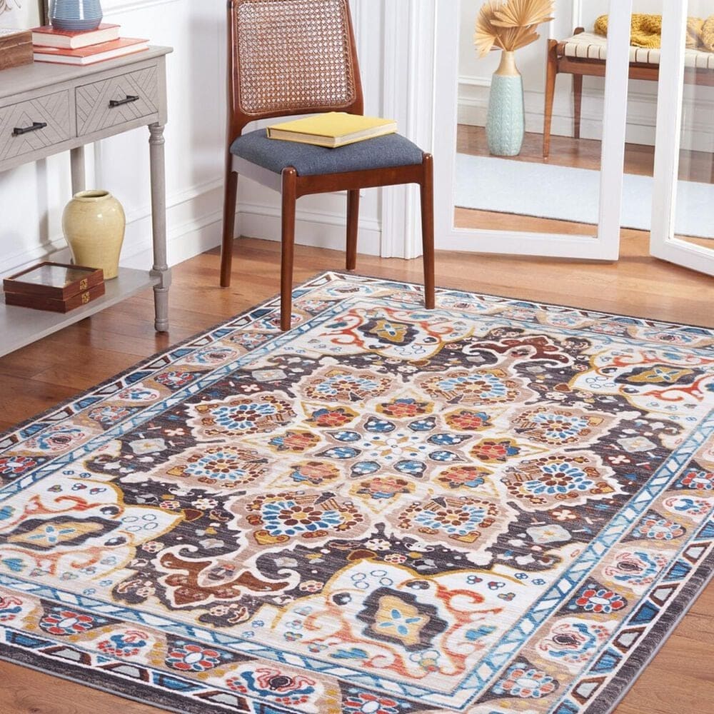 Safavieh Riviera 4&#39;5&quot; x 6&#39; Beige and Charcoal Area Rug, , large