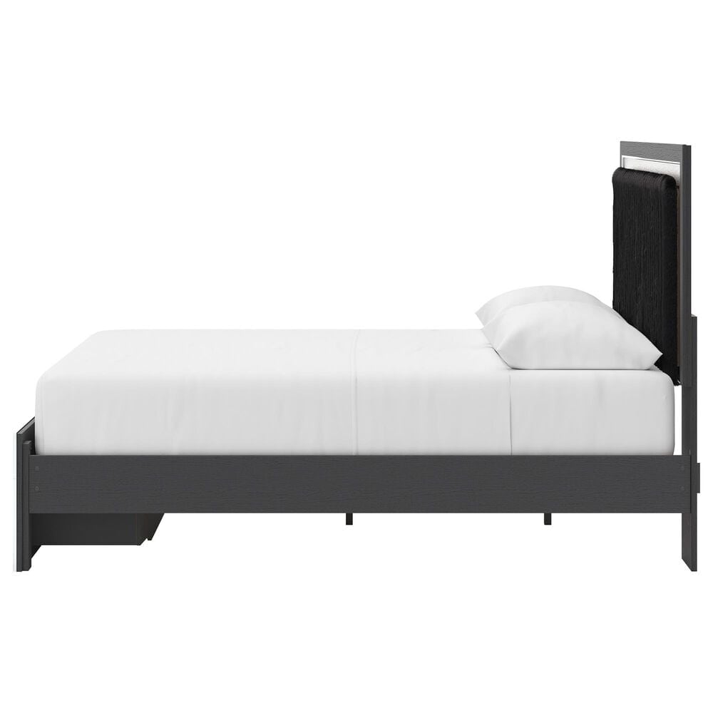 Ashley Zuraleus Queen Upholstered Panel Storage Bed with Two Nightstands in Matte Black, , large