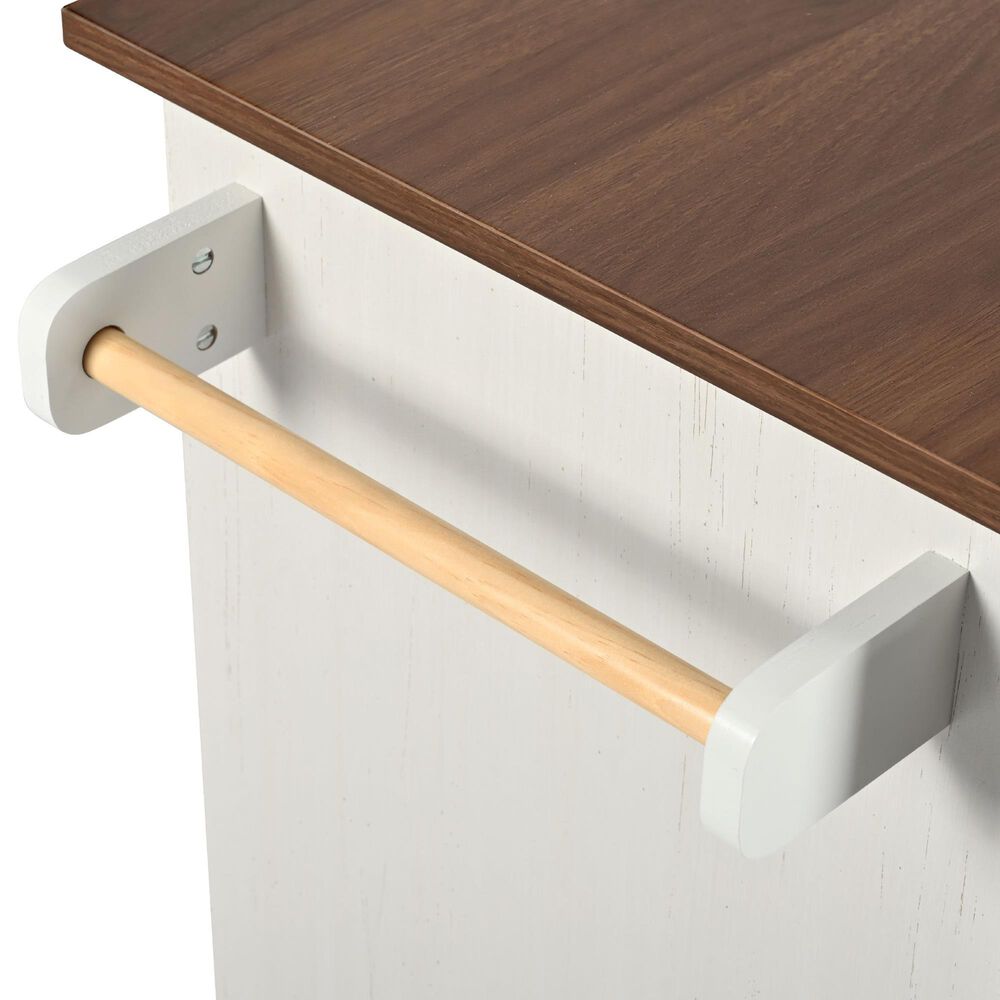 HOMLUX 56" Kitchen Island with Drop Leaf in White, , large