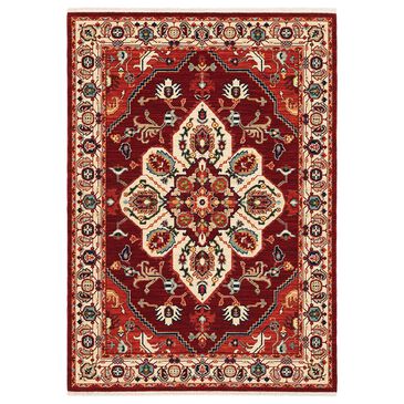 Oriental Weavers Lilihan Medallion 5502C 6"7" x 9"6" Red and Ivory Area Rug, , large