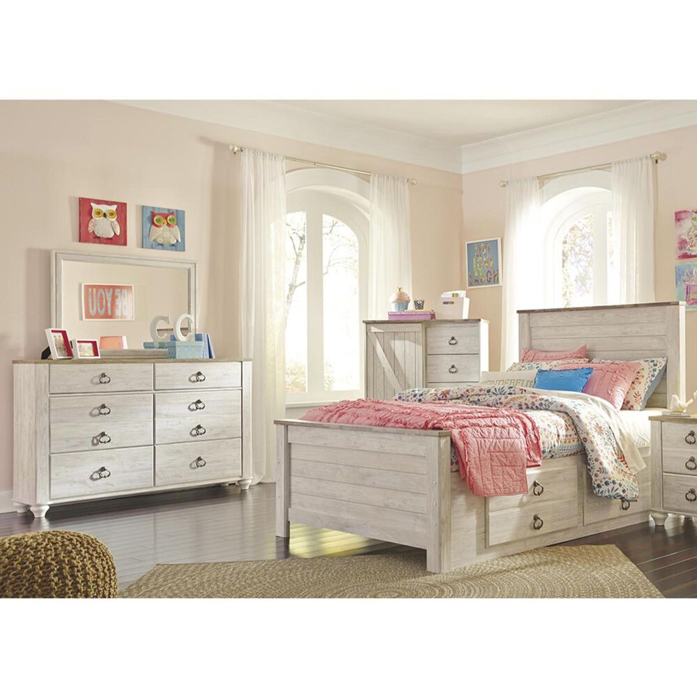 Signature Design by Ashley Willowton 3 Piece Full Bedroom Set in Whitewash, , large