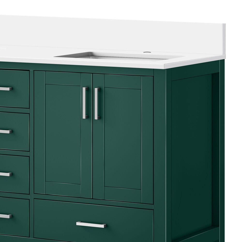 Lexora Home Jacques 80&quot; Double Bathroom Vanity in Green with 2 cm White Cultured Marble Top and Rectangular Sinks, , large