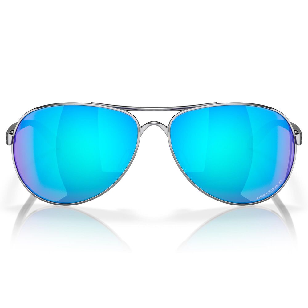 Oakley Feedback Sunglasses with Prizm Sapphire Polarized Lenses in Polished Chrome, , large