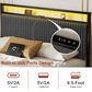 HOMLUX 2-Drawer King Storage Bed with LED Headboard and USB Ports in Gray, , large