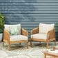 Hearth and Haven Outdoor Deep Seating Club Chair with Beige Cushions and Faux Rattan Accent in Brown, , large