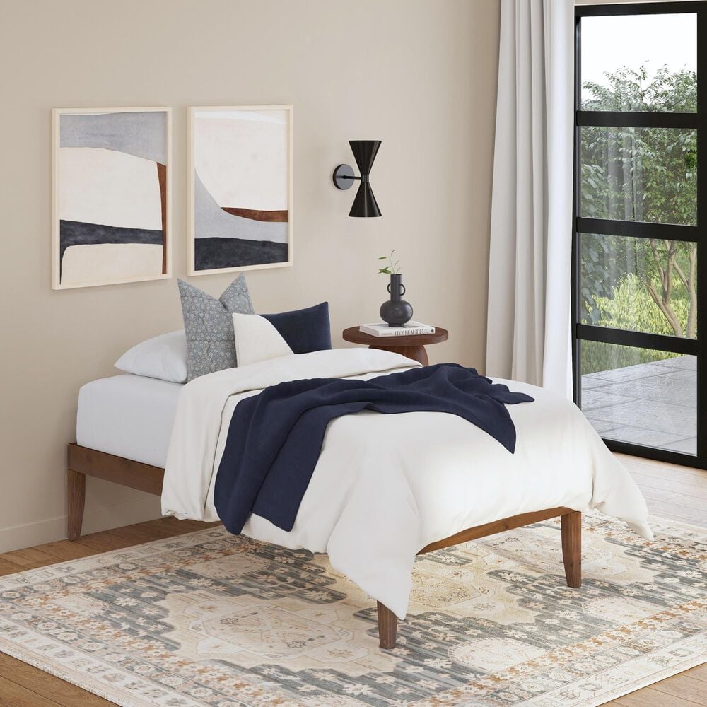 Linon Home Decor Polly Twin Platform Bed in Rich Walnut, , large