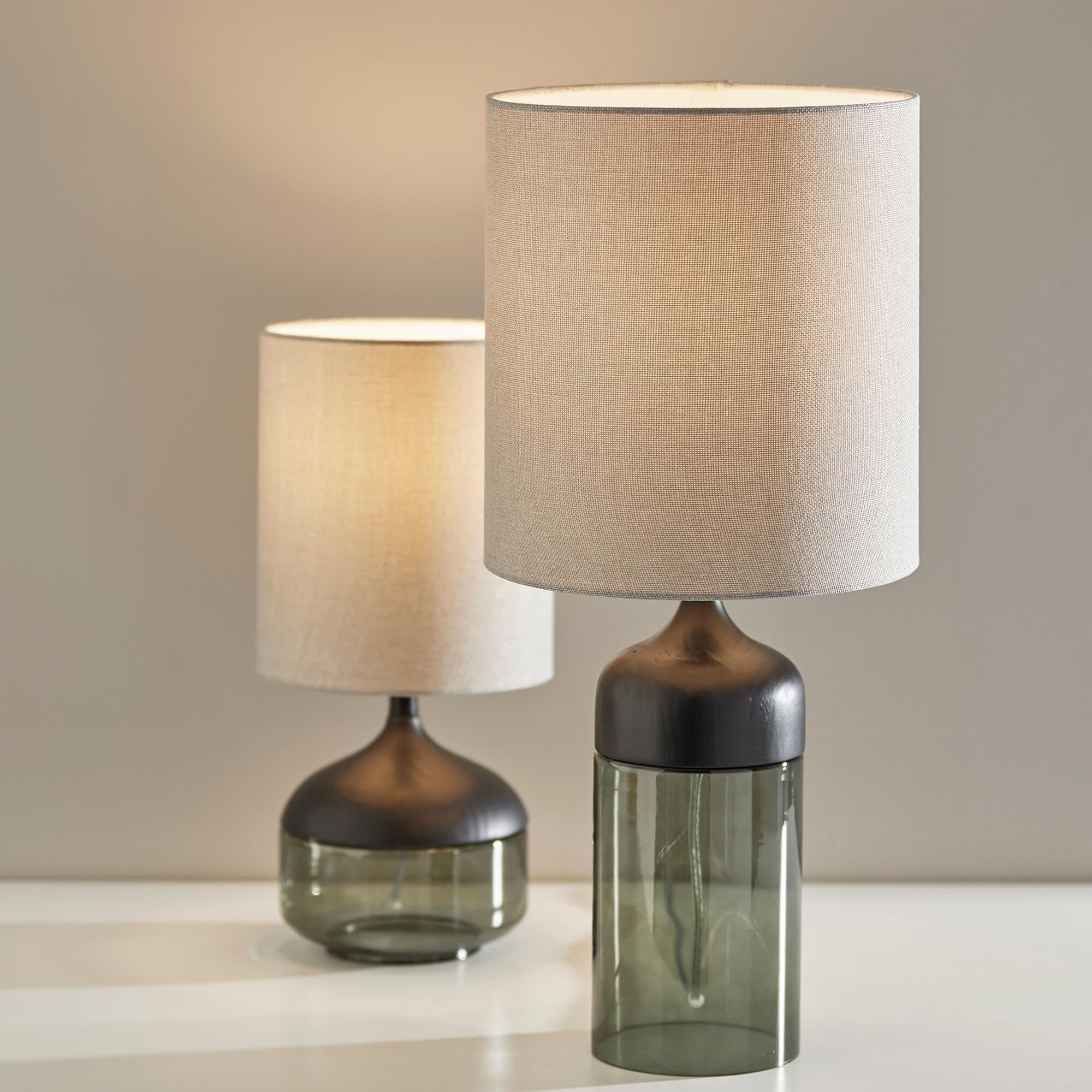 Adesso Marina Tall Table Lamp in Black and Smoked Glass Nebraska