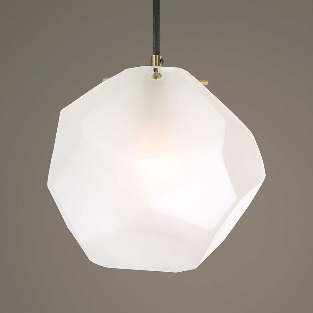 Uttermost Geodesic 1-Light Mini Pendant in Antique Brass and Black, , large