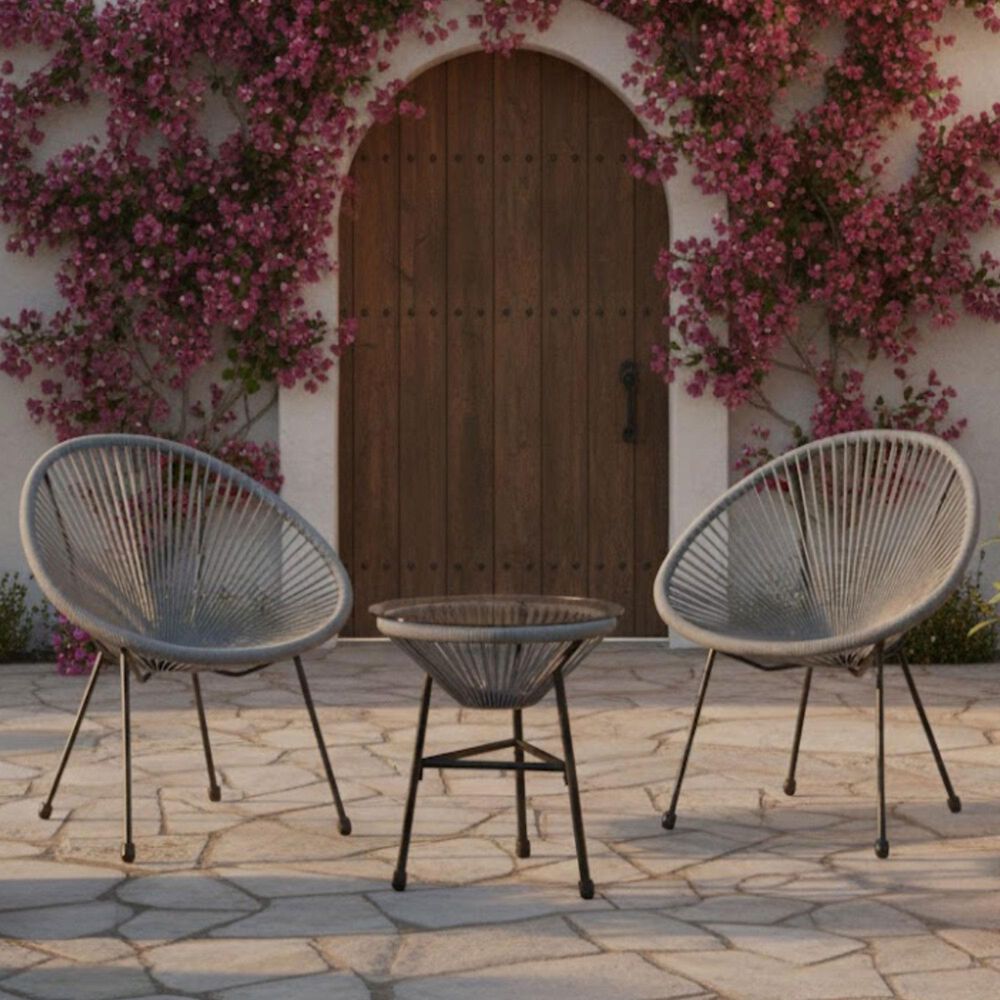Hearth and Haven Acapulco 3-Piece Outdoor Bistro Set in Gray, , large