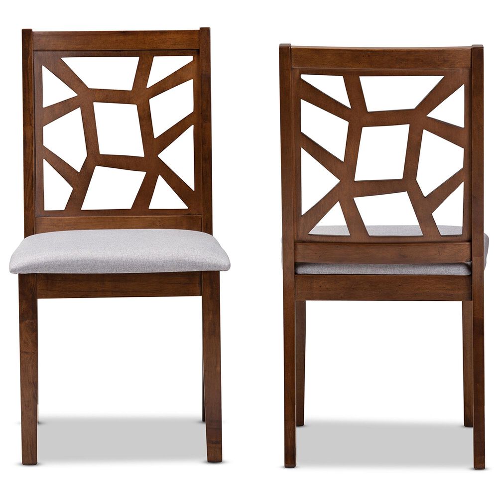 Baxton Studio Abilene Side Chair with Grey Cushion in Walnut Brown (Set of 2), , large