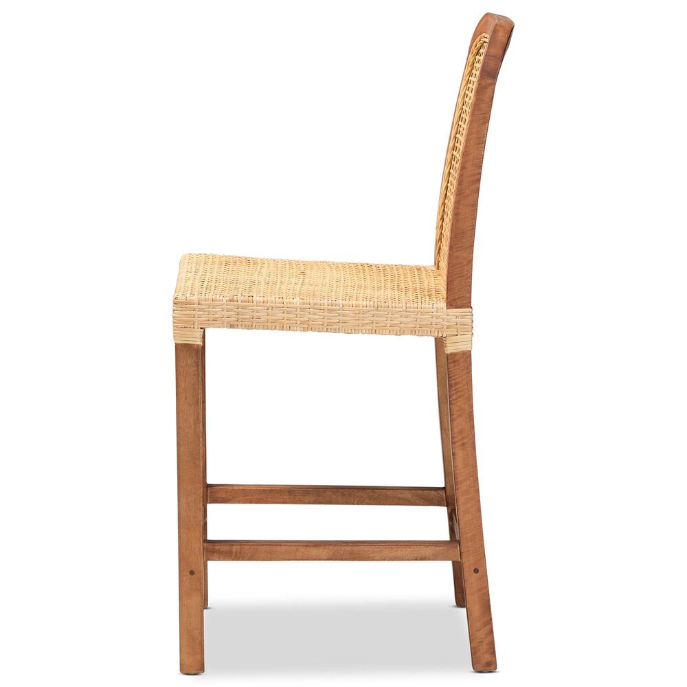 Baxton Studio Caspia Counter Stool in Walnut Brown, , large