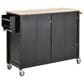 HOMLUX 54" Kitchen Island Cart with Solid Wood Top and Locking Wheels in Black, , large