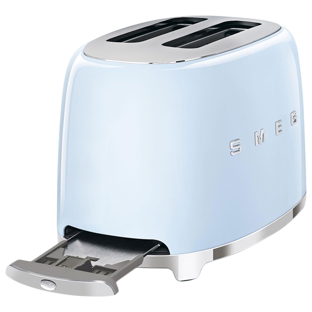 Smeg 2-Slice Retro Style Toaster in Pastel Blue and Stainless Steel, , large