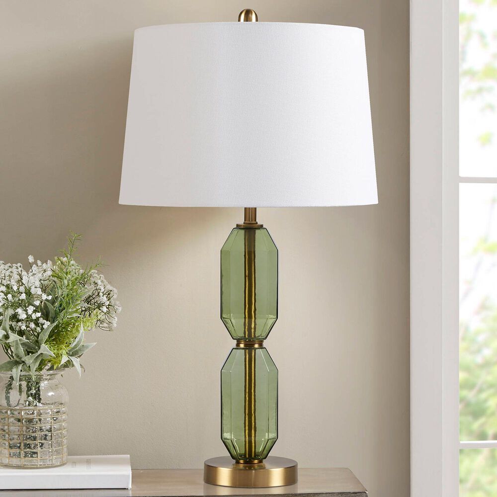 Hampton Park Zirconia Table Lamp in Green and Gold, , large