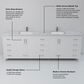 Lexora Home Jacques 84" Double Bathroom Vanity in White with 2 cm White Carrara Marble Top and Rectangular Sinks, , large
