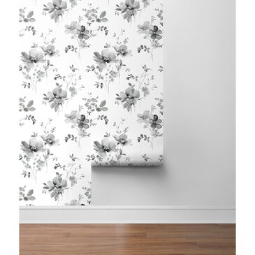NextWall Watercolor Windflower 216" x 20.5" Peel and Stick Wallpaper in Inkwell and Heather, , large