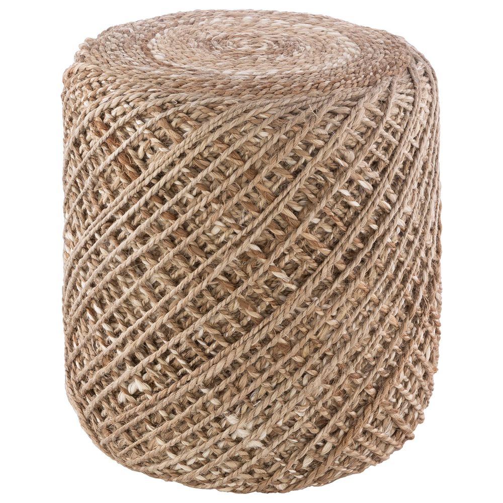 Surya Inc Durban Pouf in Taupe/Tan/Khaki, , large