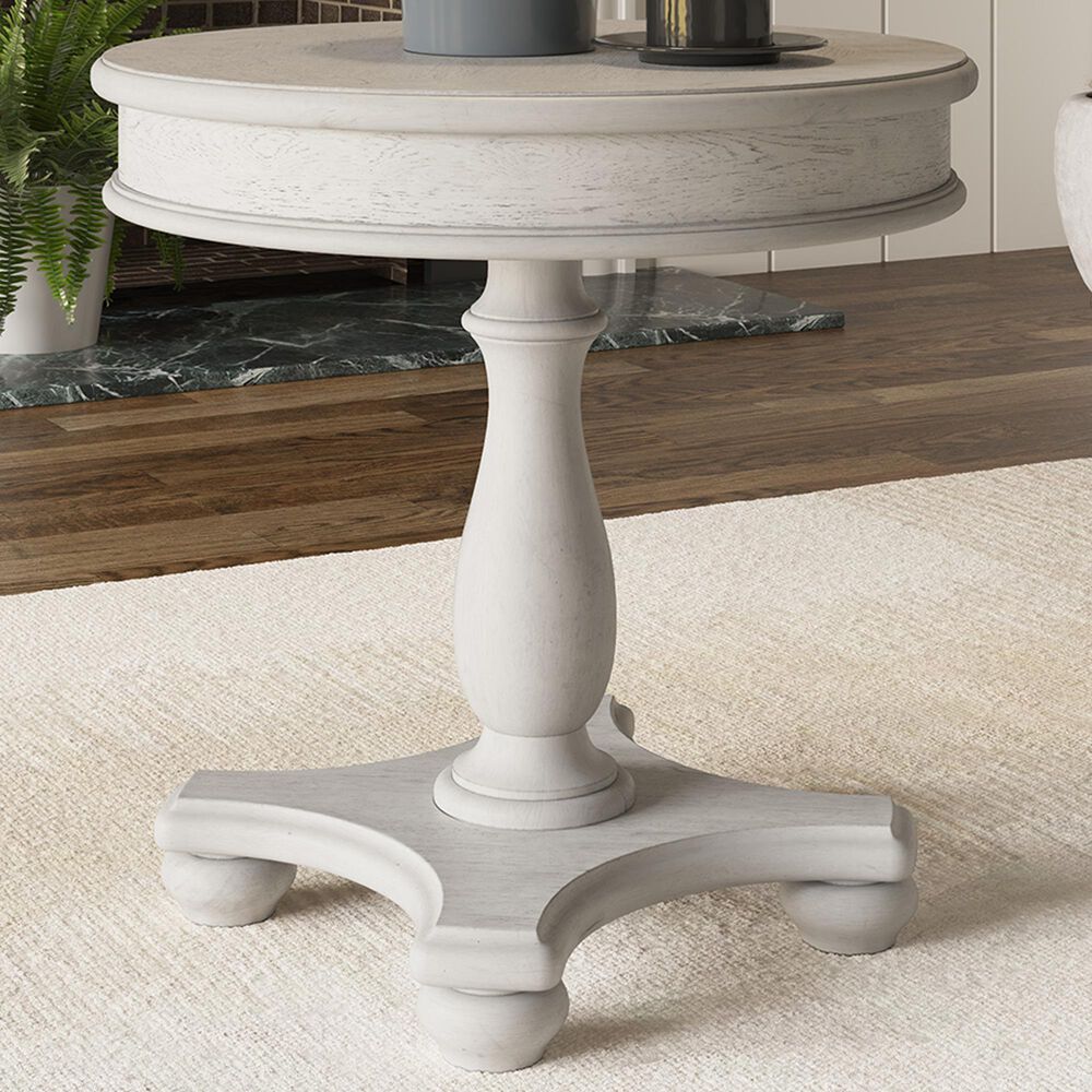 Golden Wave Furniture New Haven Round End Table in Oyster Shell, , large