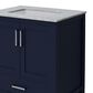 Lexora Home Jacques 30" Single Bathroom Vanity in Navy Blue with 2 cm White Carrara Marble Top and Rectangular Sink, , large